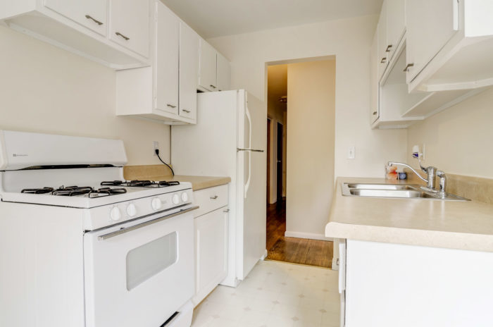 Bright kitchen in an apartment at 718 University Ave near the University of Minnesota.